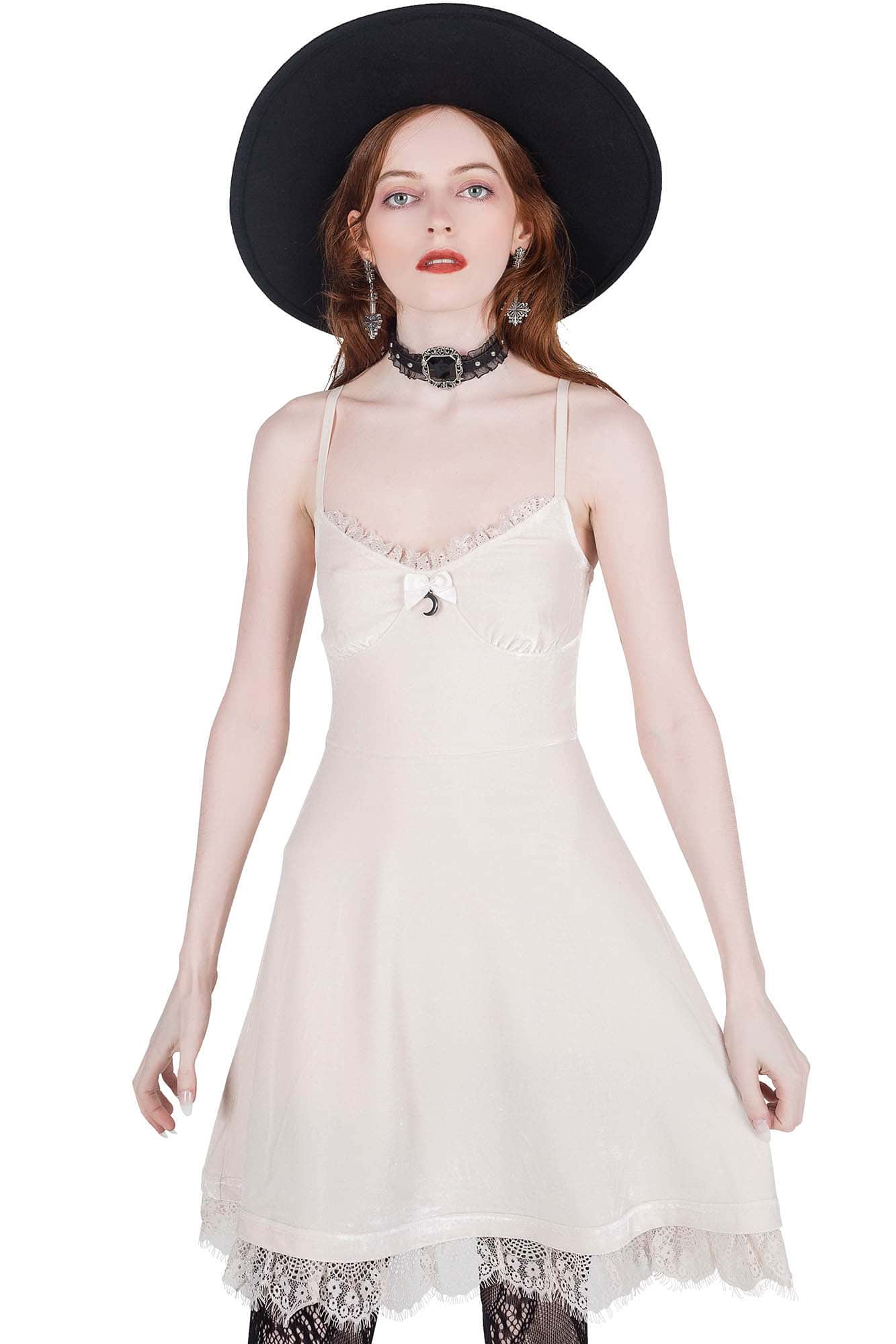 Moonstruck Velvet Skater Dress [Ivory] - Image 2